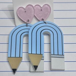 Heart and Pencil Kids Earrings